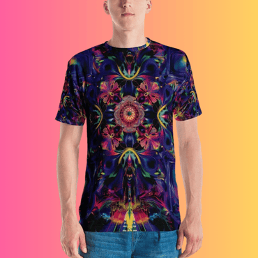 Vibrant Abstract EDM Festival T-Shirt for Men - Celebrate Your Festival Vibe