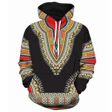 Dashiki Print Hoodie - Black