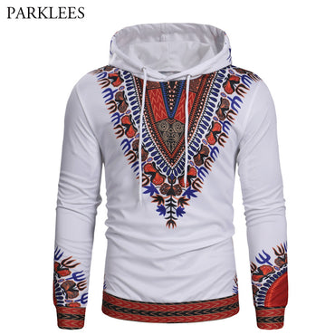 Dashiki Print Hoodie White