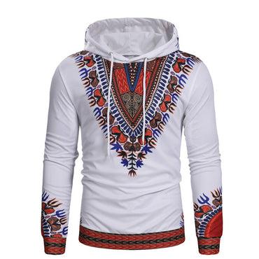 Dashiki Print Hoodie White